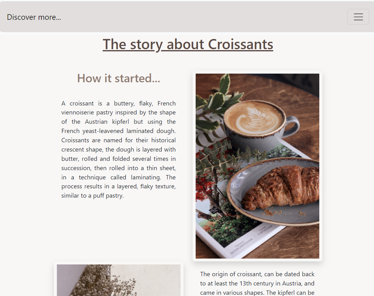 Croissants Landing page with HTML and CSS